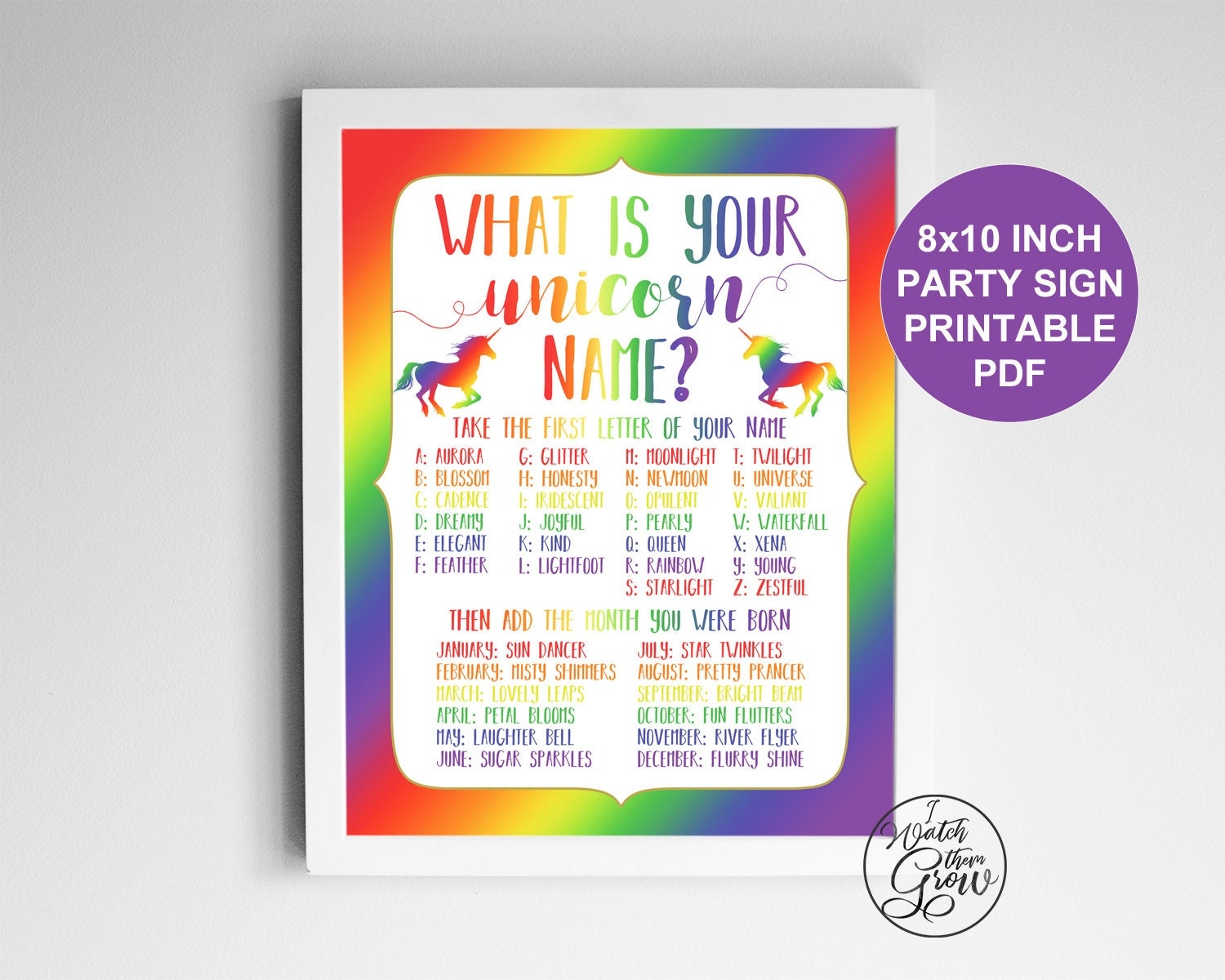Rainbow Unicorn Name Game Printable what s Your Unicorn Name Game Rainbow Unicorn Party Sign Rainbow Baby Shower PDF INSTANT DOWNLOAD Etsy