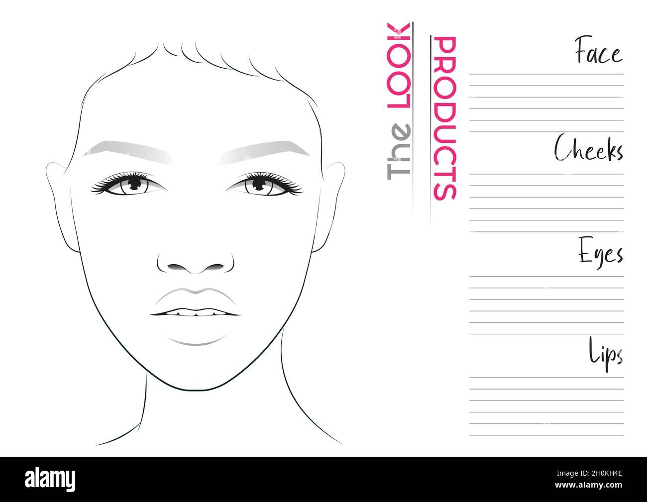 Realistic Makeup Artist Face Chart Blank Template Vector Illustration Stock Vector Image Art Alamy