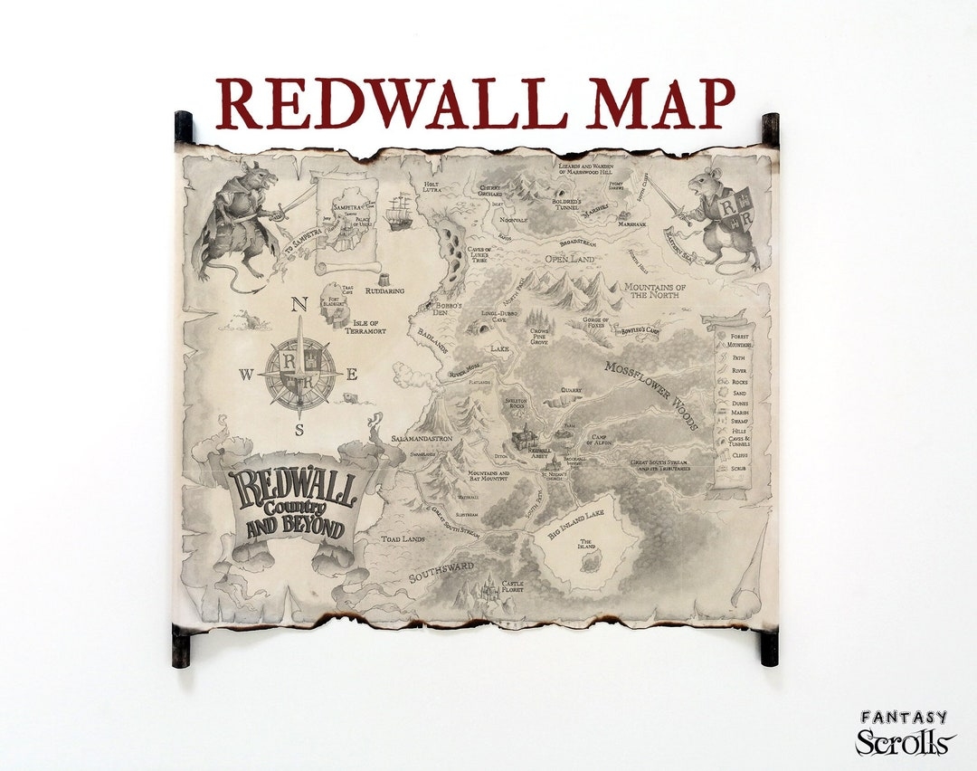 Redwall Map On Handmade Scroll Redwall Abbey Book Lover Gift Etsy