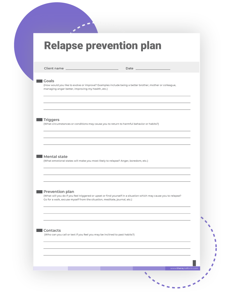 Relapse Prevention Plan Template Relapse Prevention Plan Template