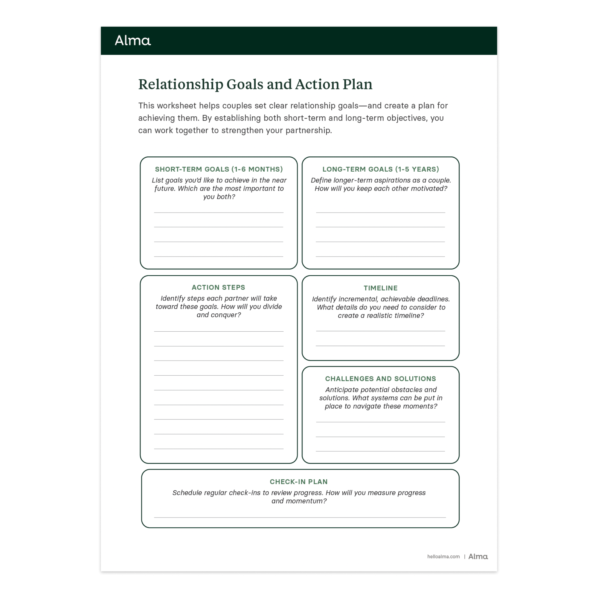 Printable Relationship Worksheets For Couples