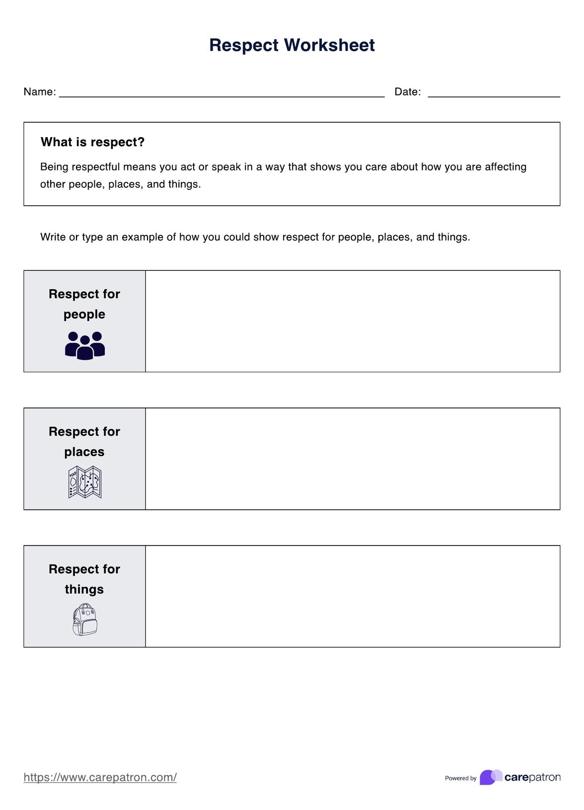 Respect Worksheet Example Free PDF Download