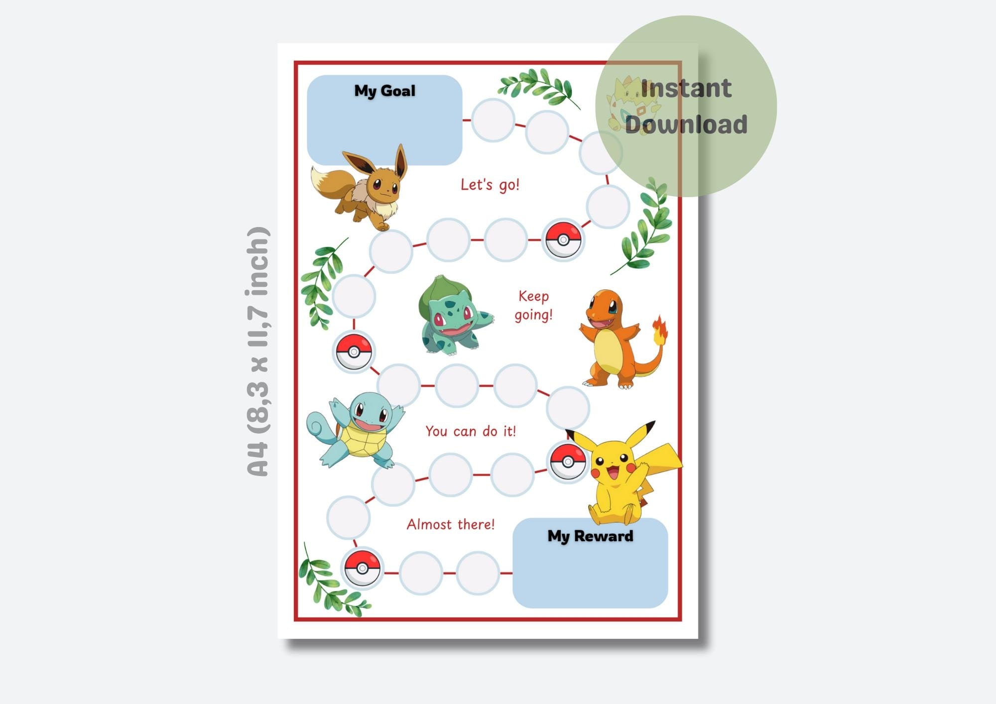 Reward Chart Pokemon Printable Sticker Chart Potty Training Toilet Training Behavior Chart Chore Chart Instant Download Etsy