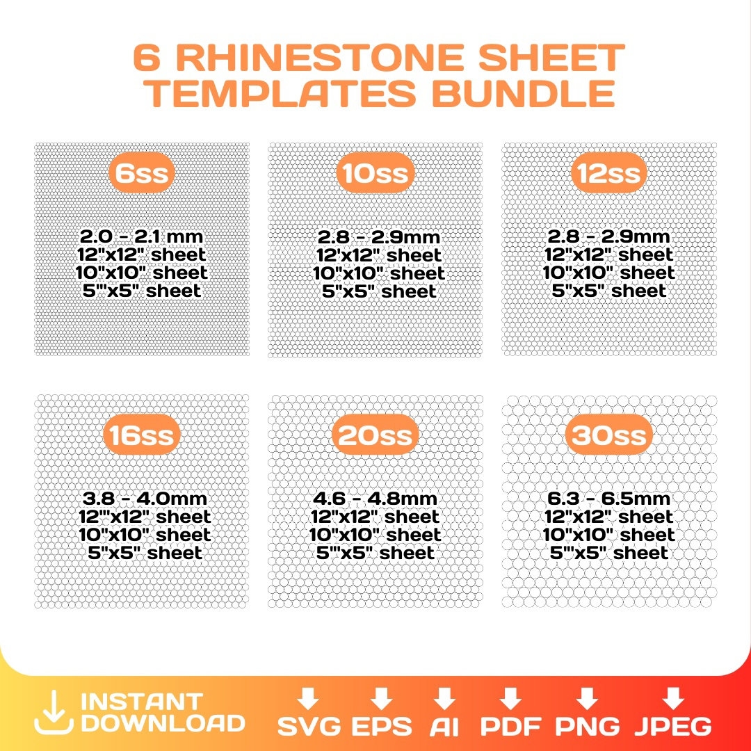 Rhinestone Size Chart Etsy Rhinestone Size Chart Etsy