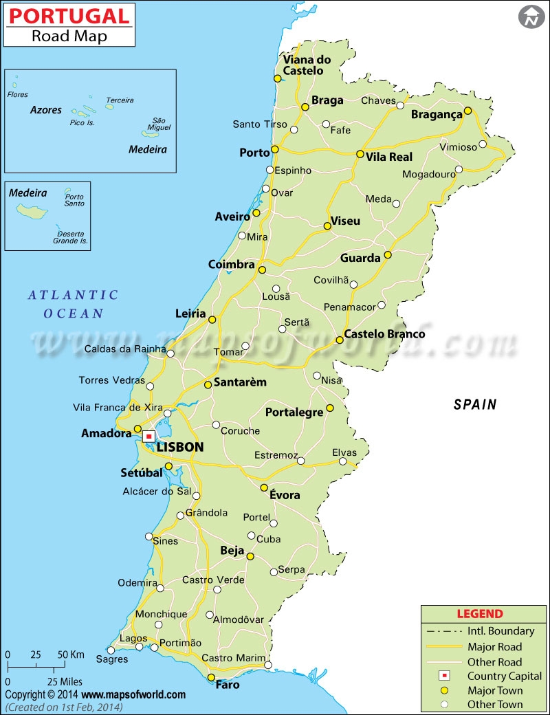 Map Of Portugal Printable