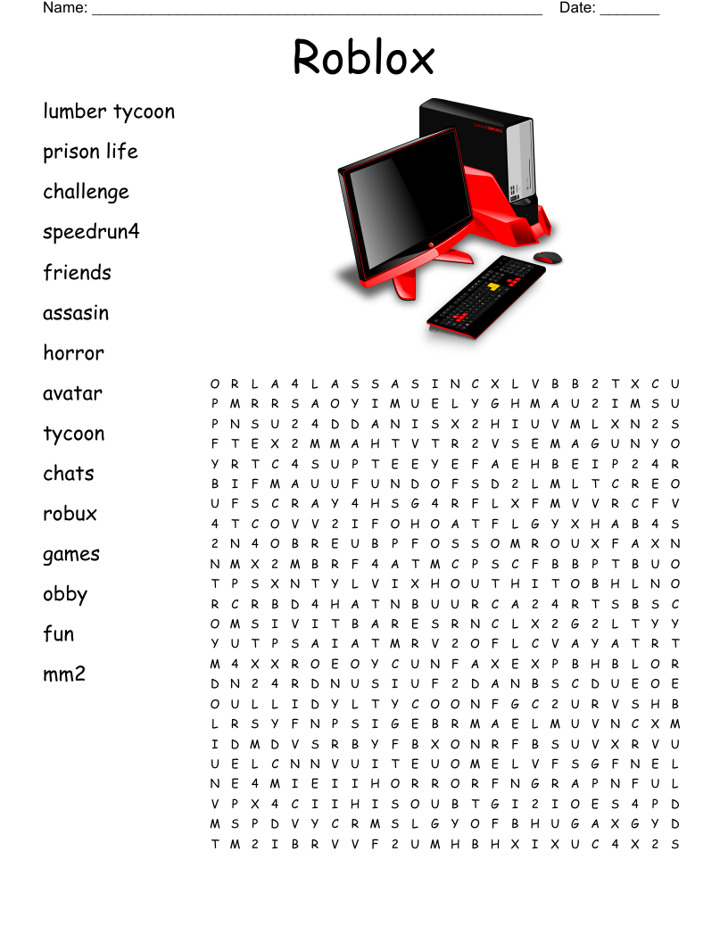 Roblox Math Word Search WordMint