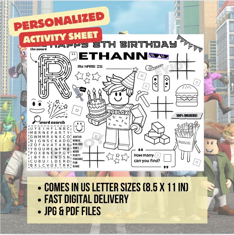Roblox Printable Worksheets Etsy