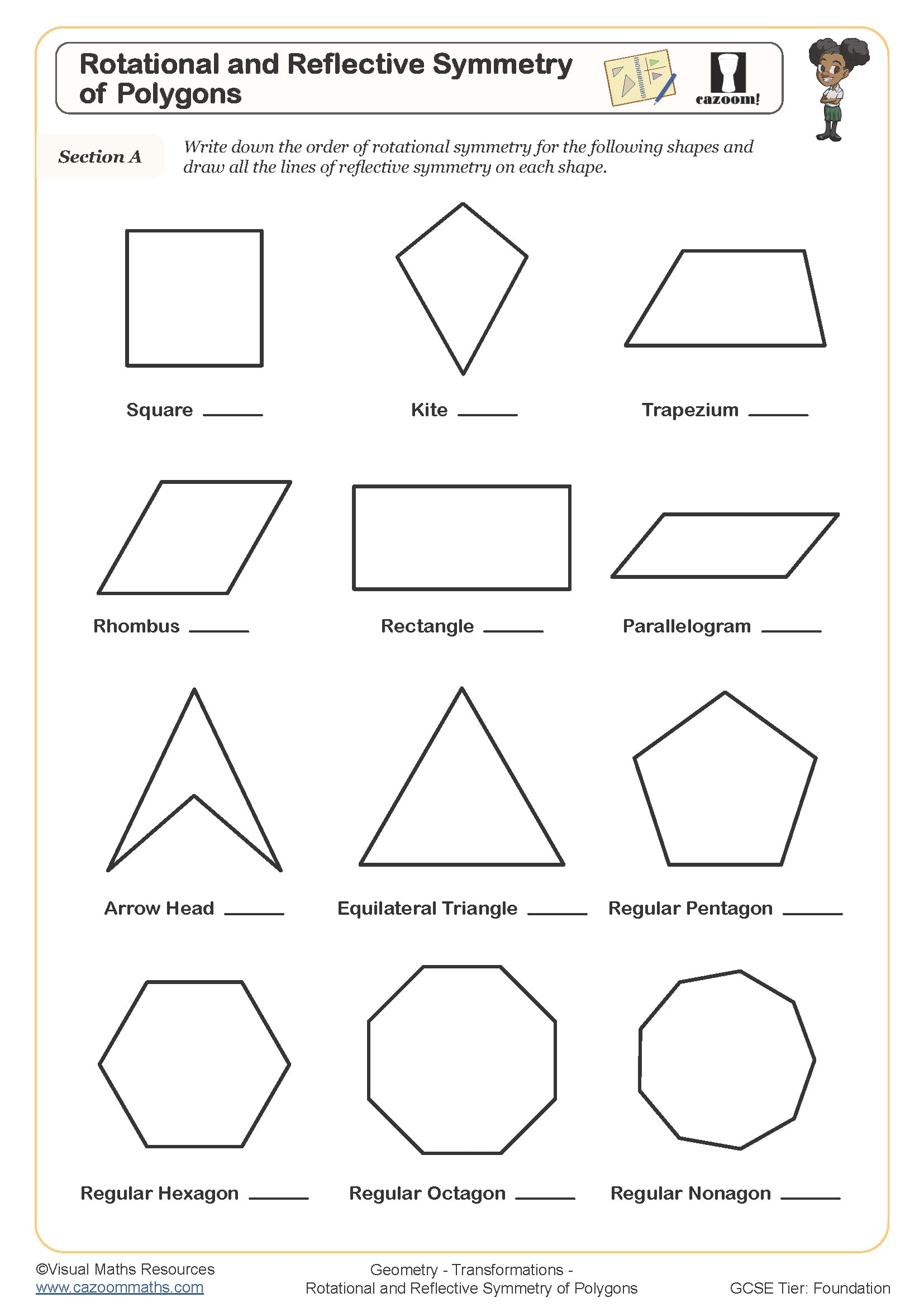 Rotational And Refelctive Symmetry Of Polygons Worksheet Rotational And Refelctive Symmetry Of Polygons Worksheet