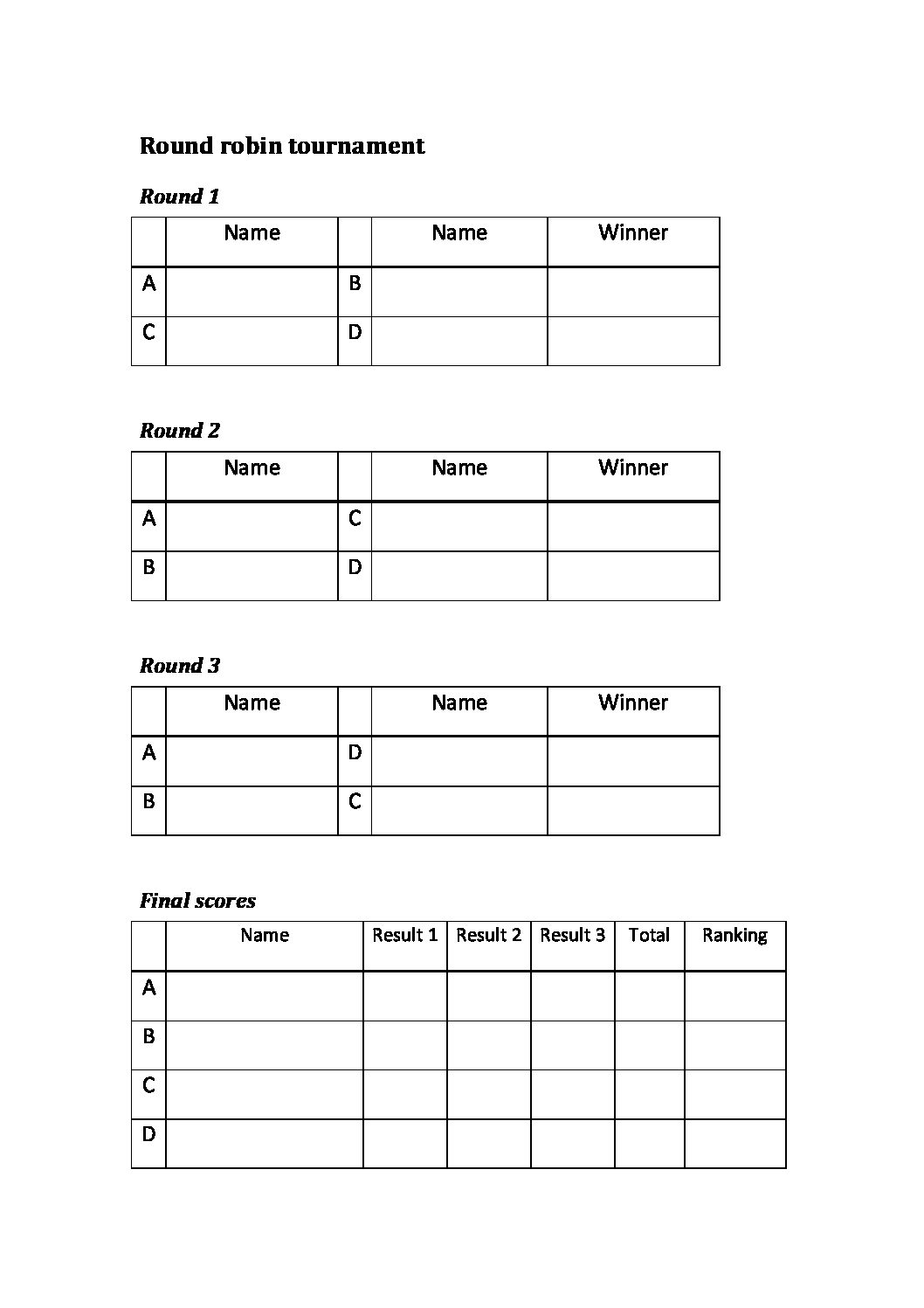 Round Robin Sheet Double Helix