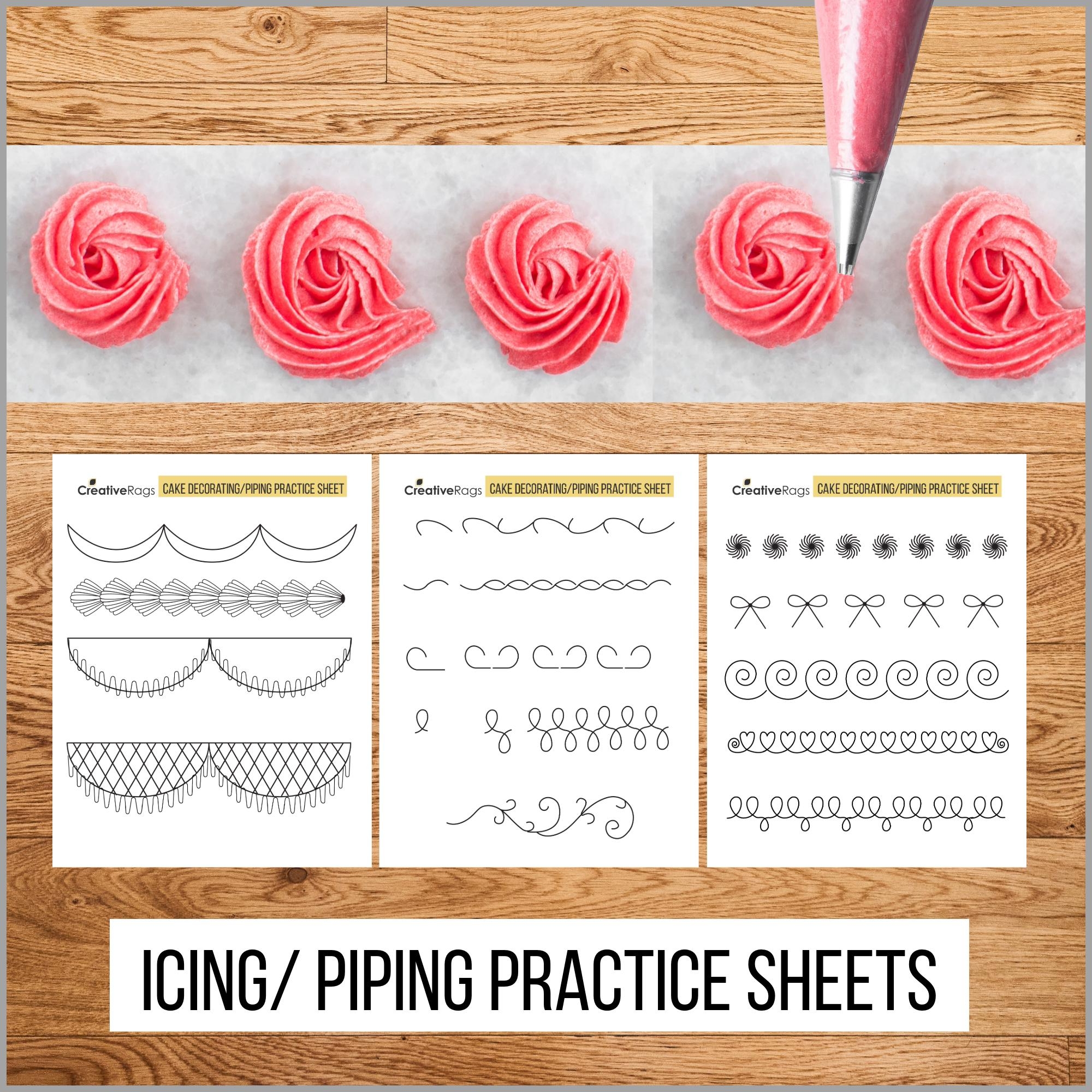 Royal Icing Piping Practice Sheets Cake Decorating instant Download Etsy