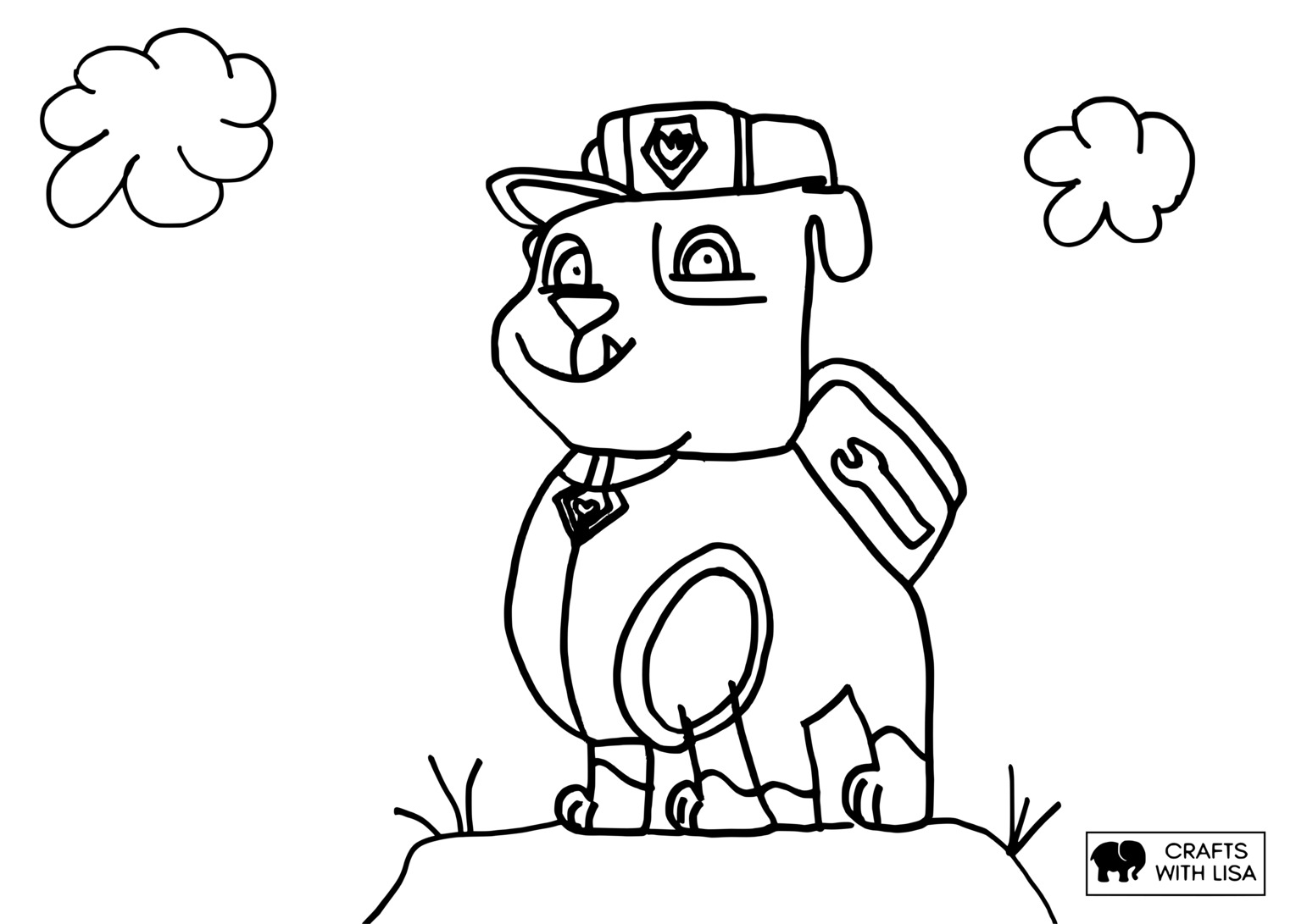 Rubble Paw Patrol Coloring Page Crafts With Lisa