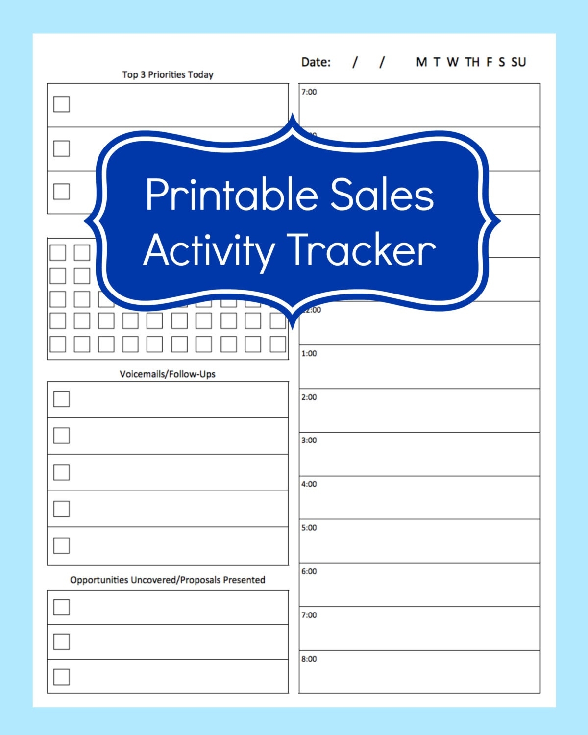 Sales Activity Tracker Daily Planner Cold Call Tracker Template Cold Call Tracking Sheet Printable Call Log Sales Planner Etsy