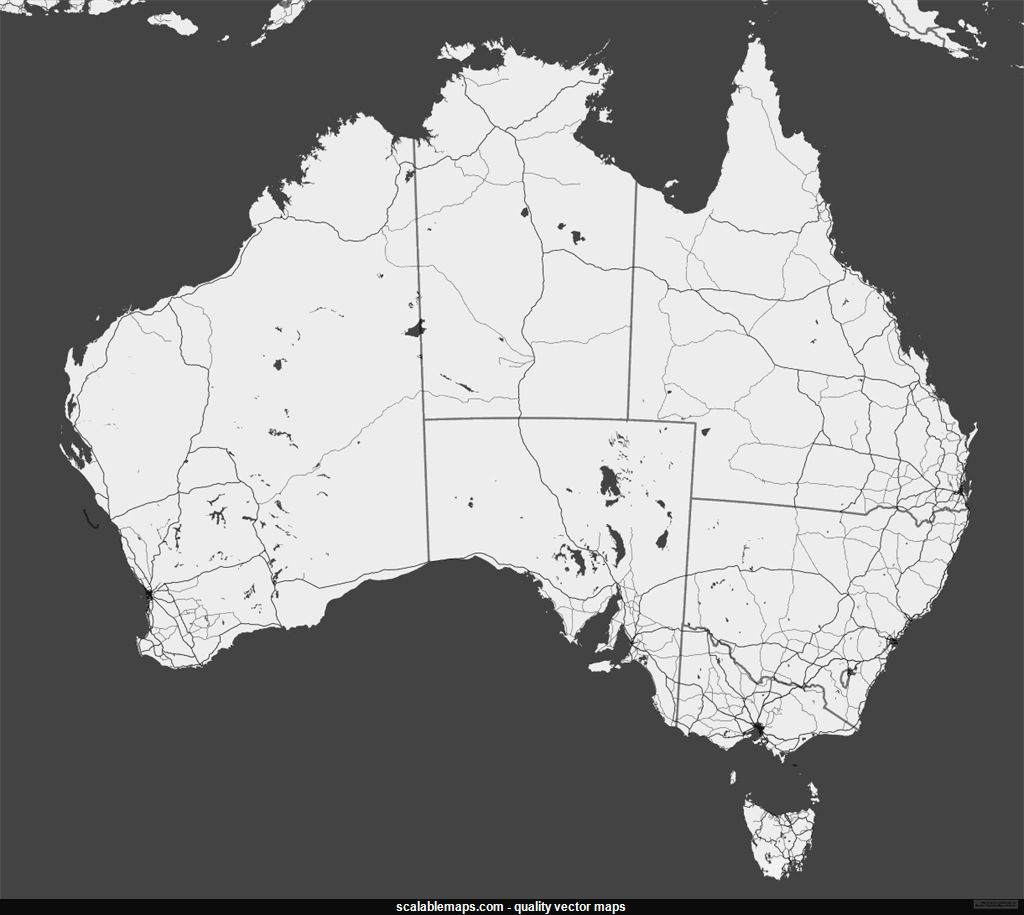 ScalableMaps Vector Map Of Australia black White No Labels Theme 