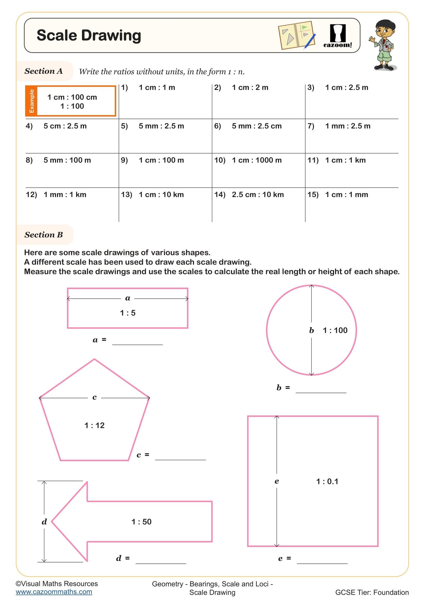 Scale Drawing Worksheet Printable PDF Year 8 And Year 9 Geometry Worksheet