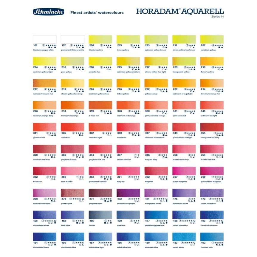 Schmincke Horadam Watercolor Color Card 140 Color Chart Jerry s Artarama