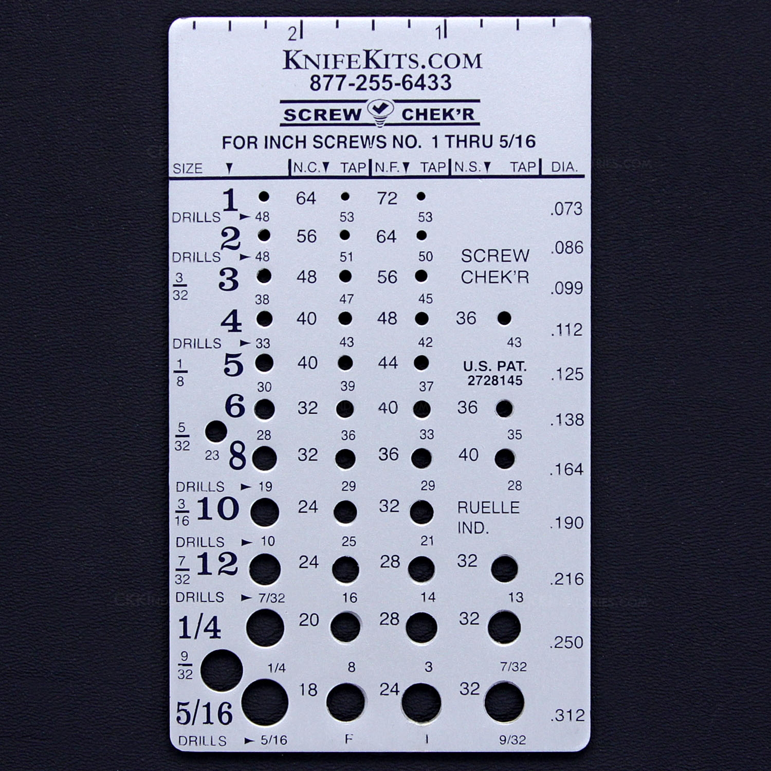Screw Identifier Thread Drill Checker Metal Professional Series Inch KnifeKits