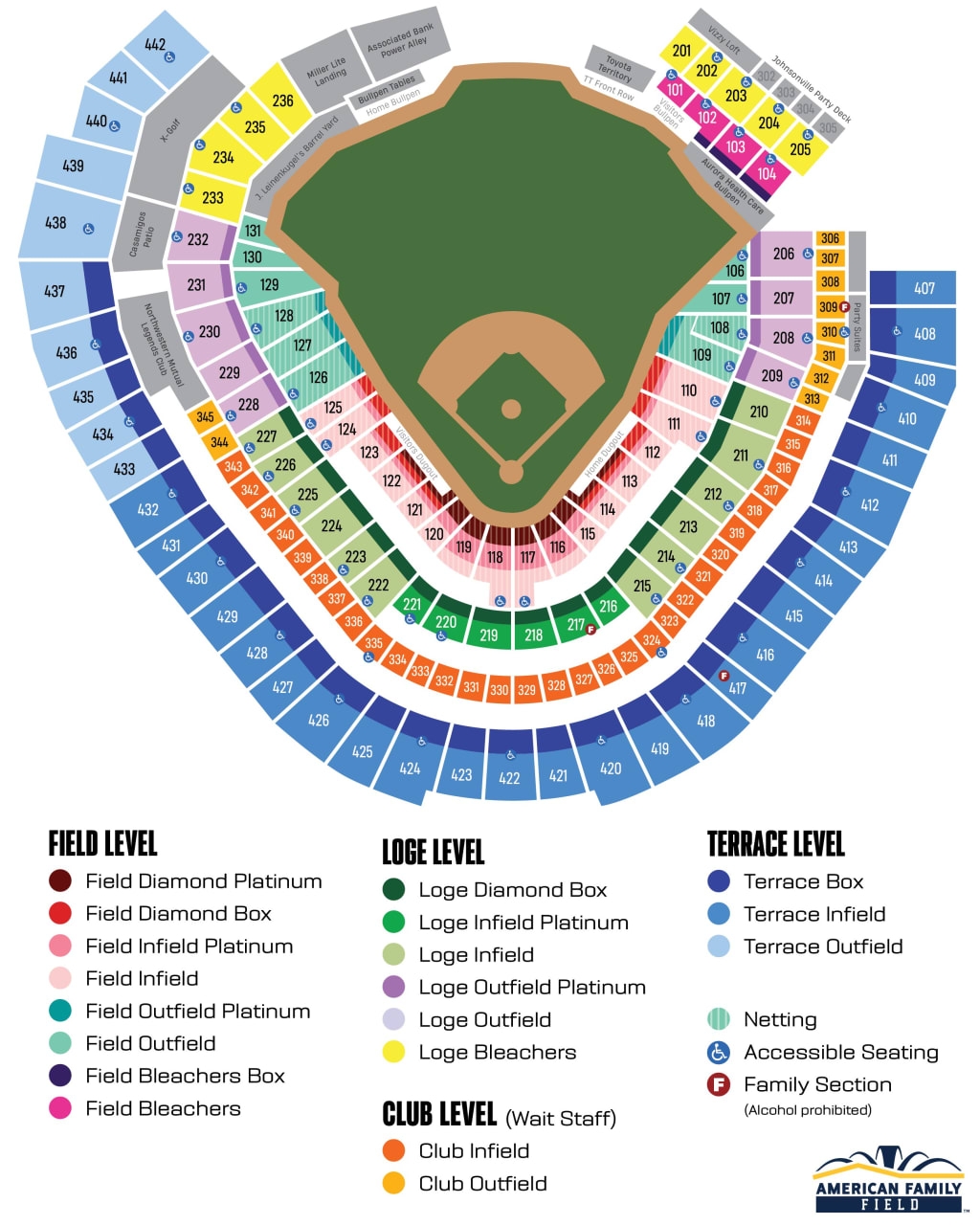 Seat Map American Family Field Milwaukee Brewers