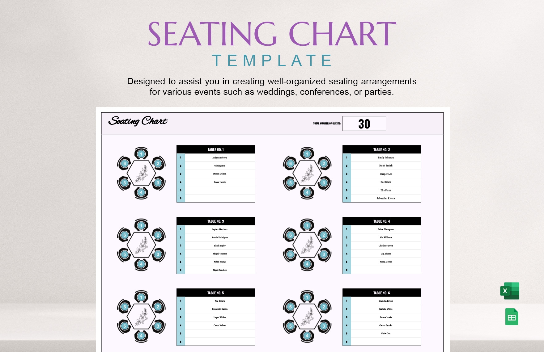 Seating Chart Template Printable Seating Chart Template Printable