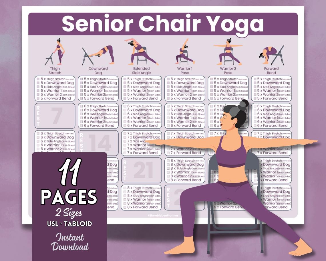 Senior Chair Yoga Poster 30 day Exercise Challenge PDF Etsy Senior Chair Yoga Poster 30 day Exercise Challenge PDF Etsy