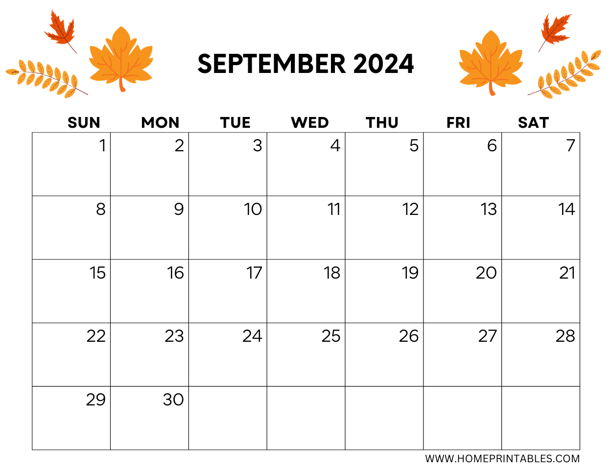 Printable September Calender