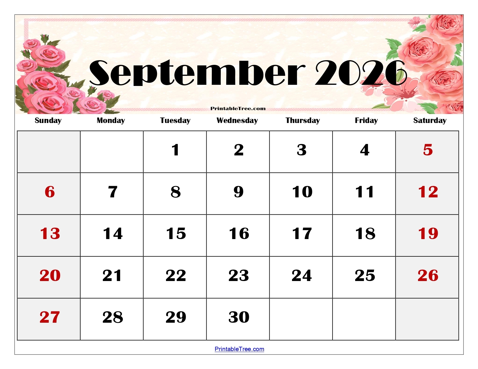September 2026 Calendar Printable PDF With HolidaysTemplates September 2026 Calendar Printable PDF With HolidaysTemplates
