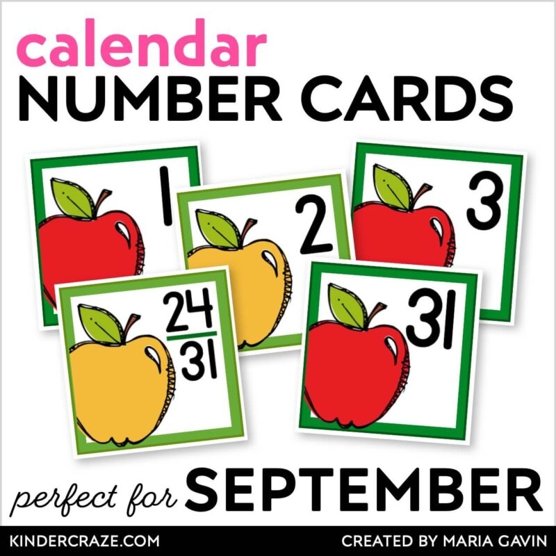 September Apple Calendar Numbers Kinder Craze