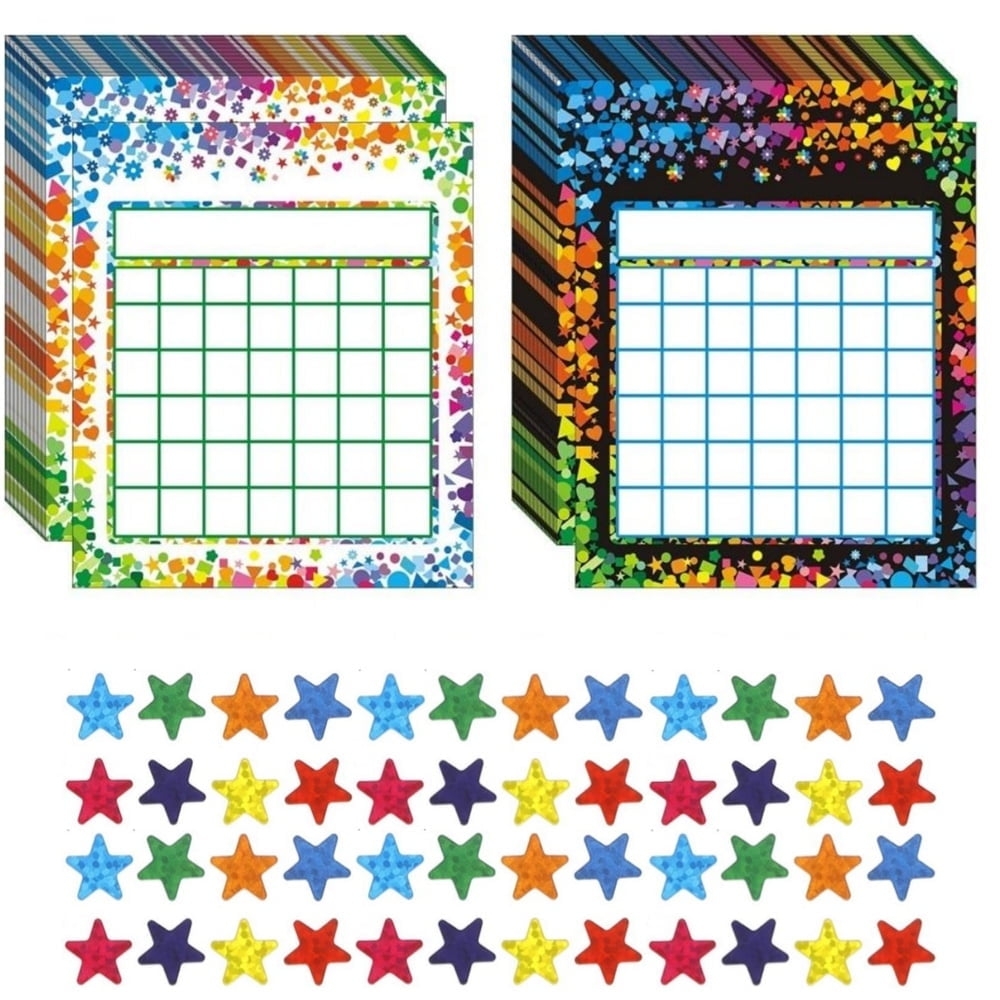 Set Of 50 Incentive Chart Colorful Confetti Sticker Chart With 960 Star Stickers For Teachers Students Kids Incentive Chart For Classroom Home Triani Small Star Sticker Walmart
