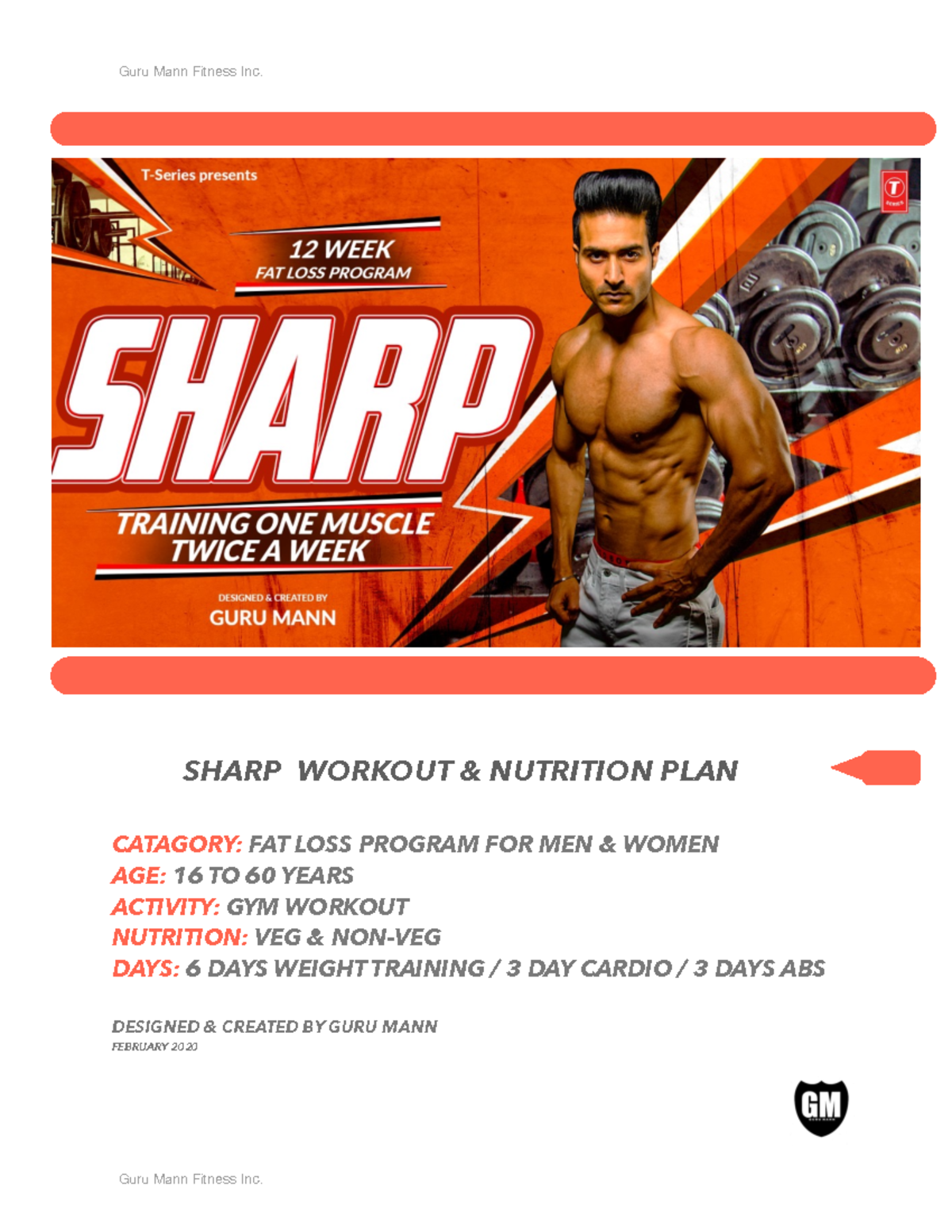 Sharp Workout Nutrition Plan Insights By Guru Mann Studocu