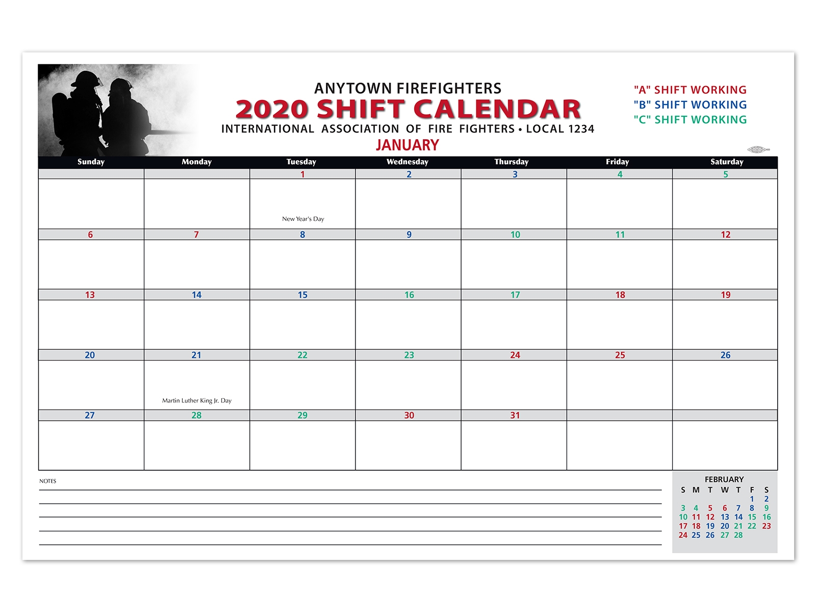 2026 Firefighter Shift Calendar Printable