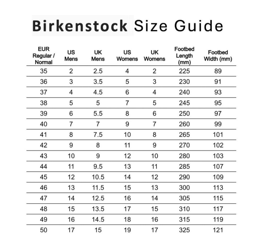 Shoe Size Size Guide For Birkenstock Birks Birkenstock Cm Size Chart South Africa Size Guide For