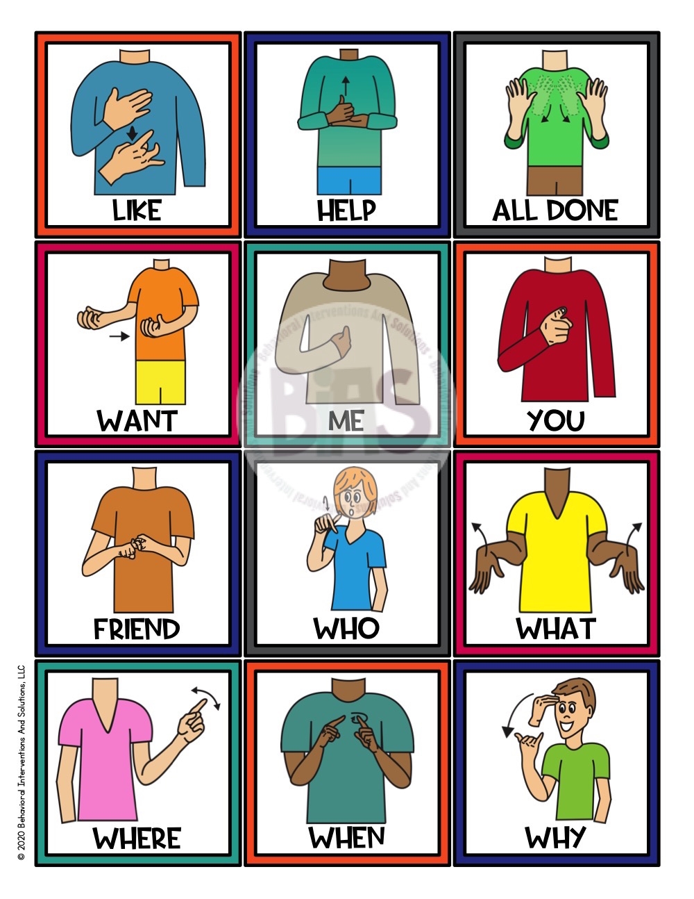 Basic American Sign Language Chart Printable