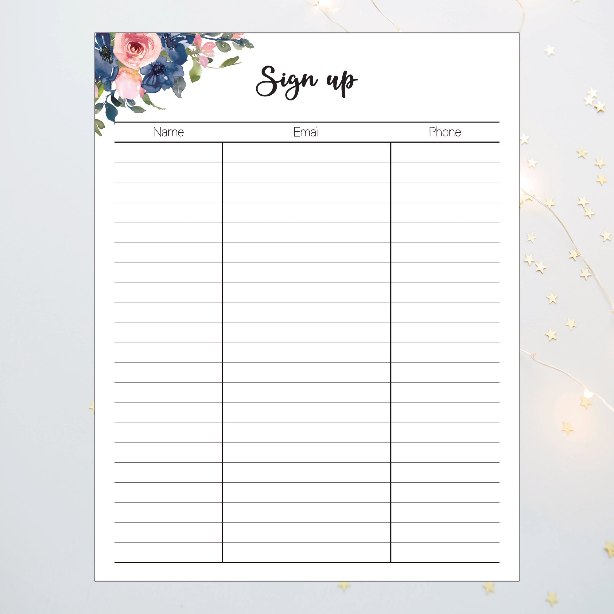 Sign Up Sheet Sign Up Template Email List Printable Sign Up Sheet Template Contact Information Sheet US Letter A4 Etsy Ireland