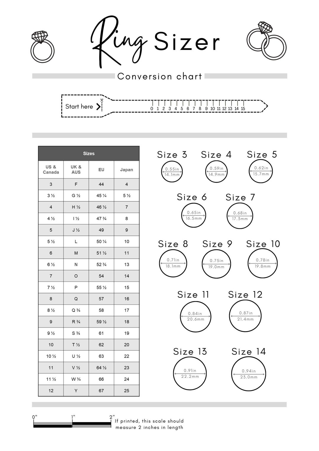 Printable Ring Sizing Chart Uk