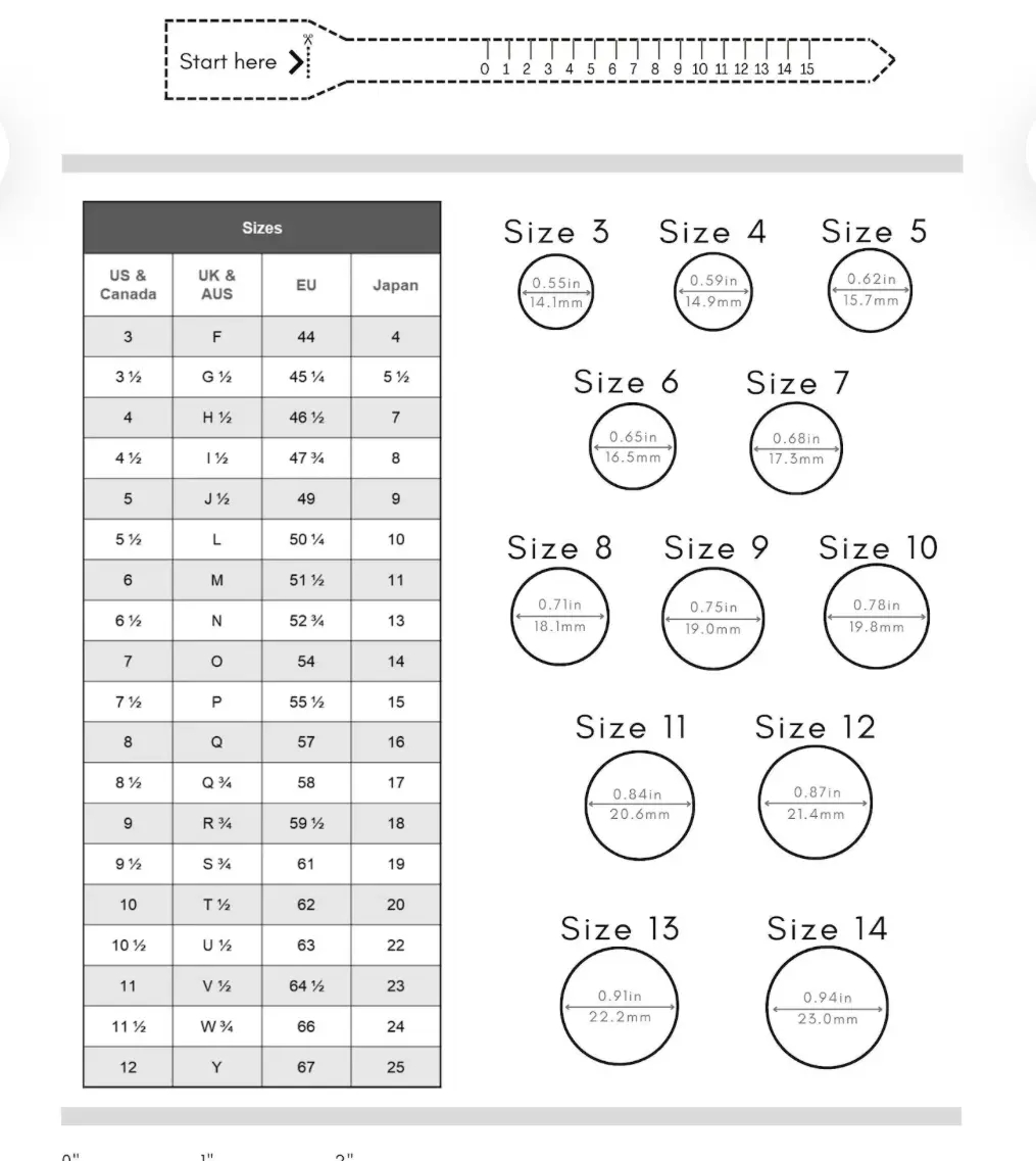 Sizing Chart Determine Ring Size With Ruler Printable Ring Measure Ring Size Using Ruler Size Guide Sizing Chart Determine Ring Size With Ruler Printable Ring Measure Ring Size Using Ruler Size Guide