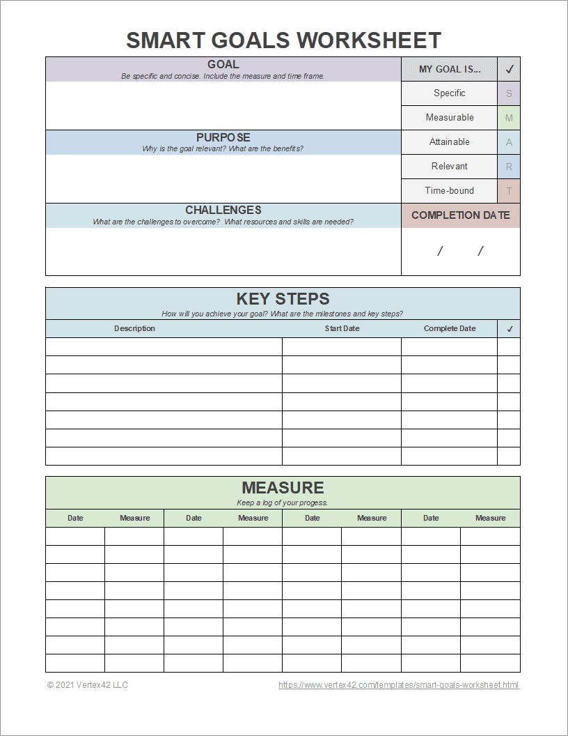 Smart Goal Worksheet Printable