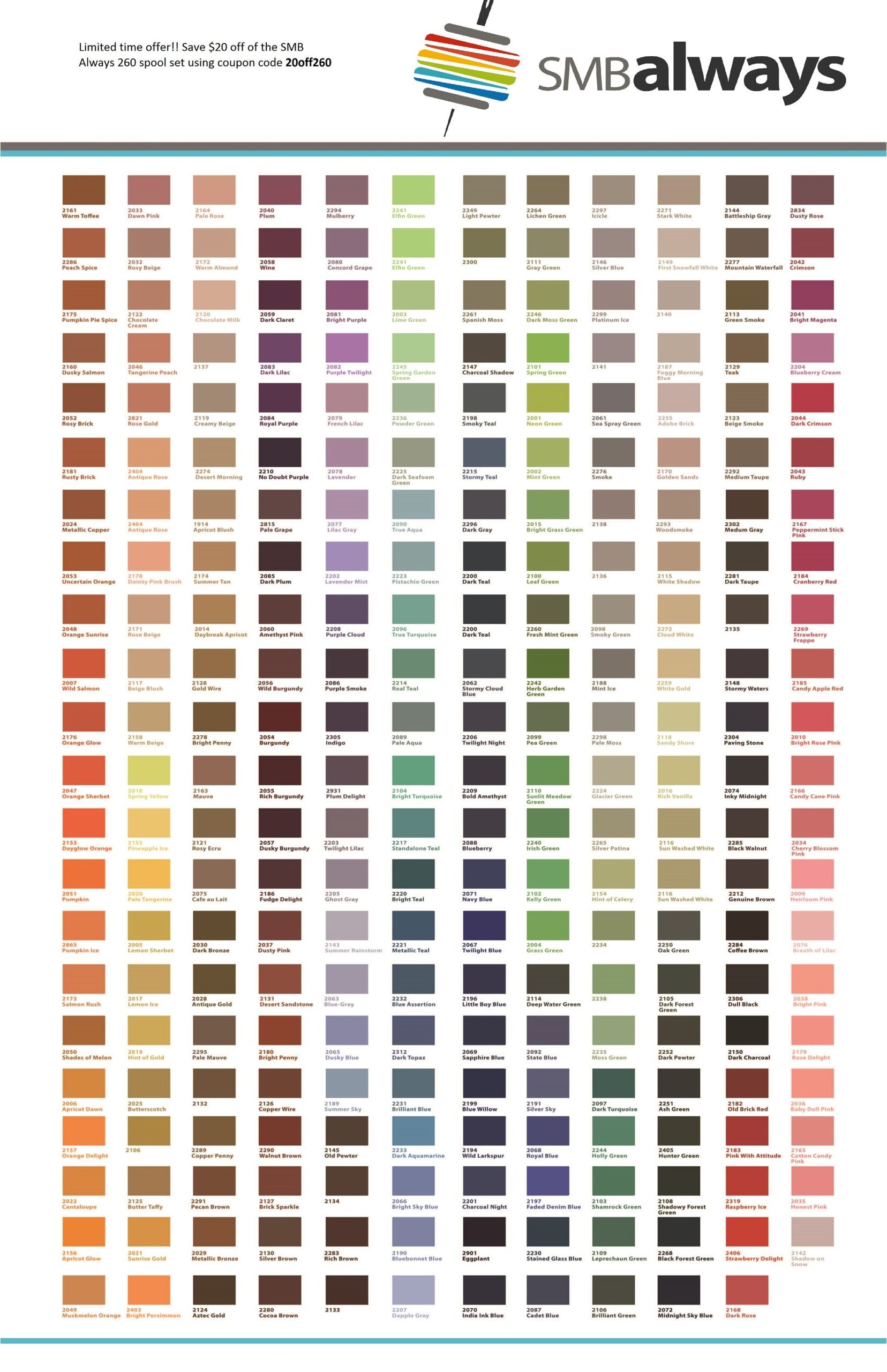 Smbalways Thread Chart CSV For Brother Pe design 10 260 Colors Etsy Smbalways Thread Chart CSV For Brother Pe design 10 260 Colors Etsy