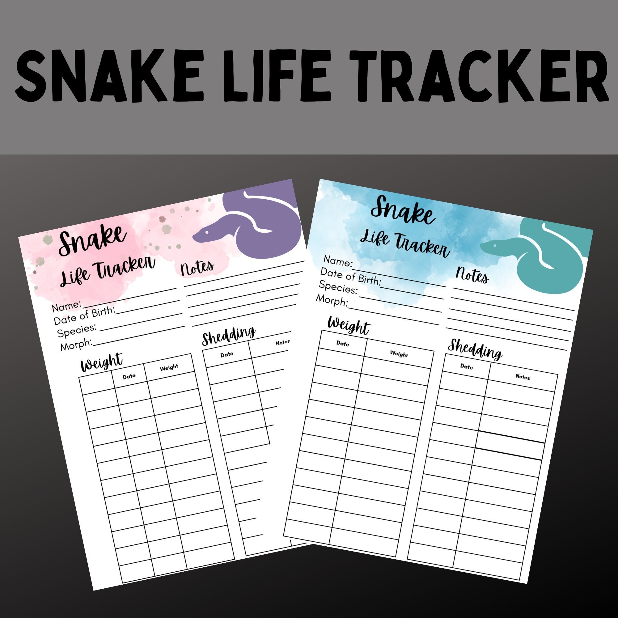 Snake Life Tracker Printable Snake Medical Tracker Reptiles Ball Python Milksnake Kingsnake Etsy