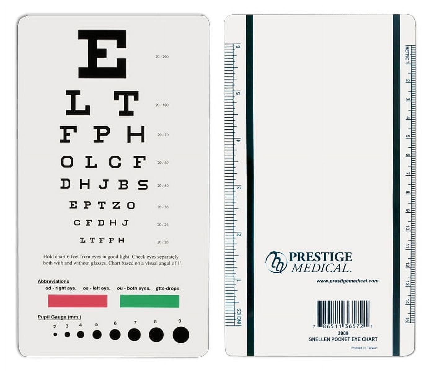 Snellen Eye Chart Rosenbaum Pocket Eye Chart Dual Sided Vision Screener With Pupil Gauge Rosenbaum Snellen Vision Screener With Pupil Gauge