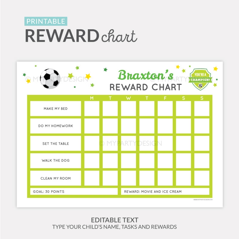 Soccer Reward Chart Printable For Boys My Party Design