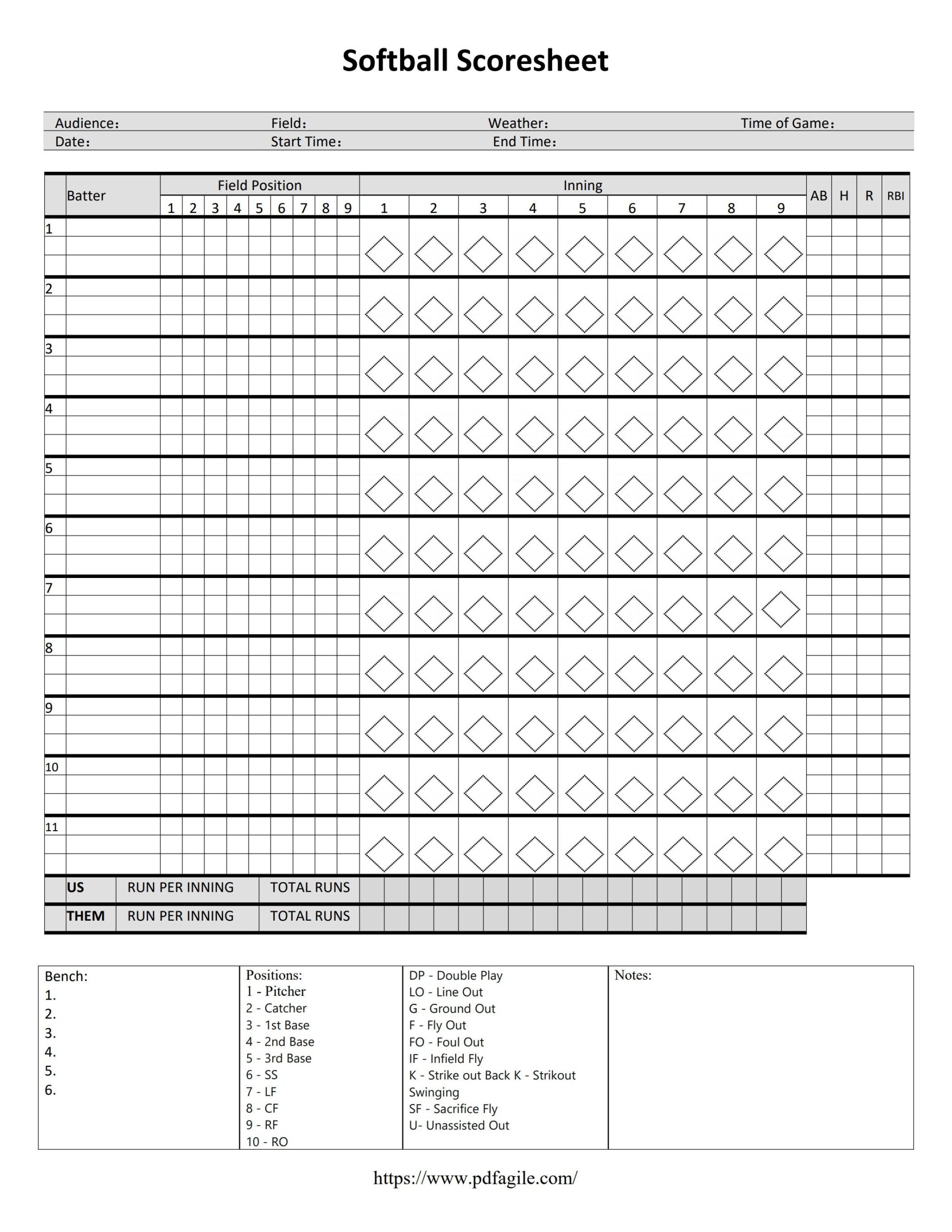 Printable Softball Score Sheets