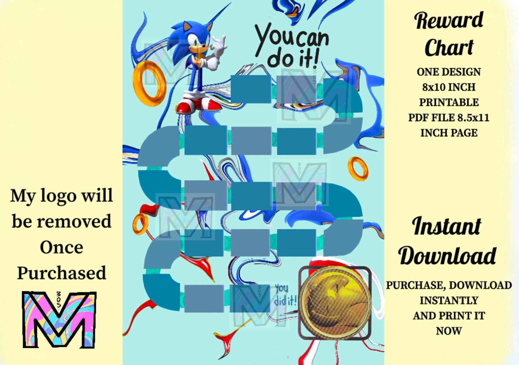 Sonic Reward Chart Printable Sonic Behavior Chart Daily Chore Chart kids Routine Sticker Chart boy Reward Chore Chart reward Chore Chart Etsy