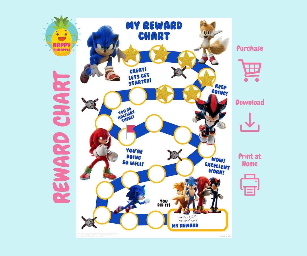 Sonic The Hedgehog Reward Chart For Kids digital Download Etsy