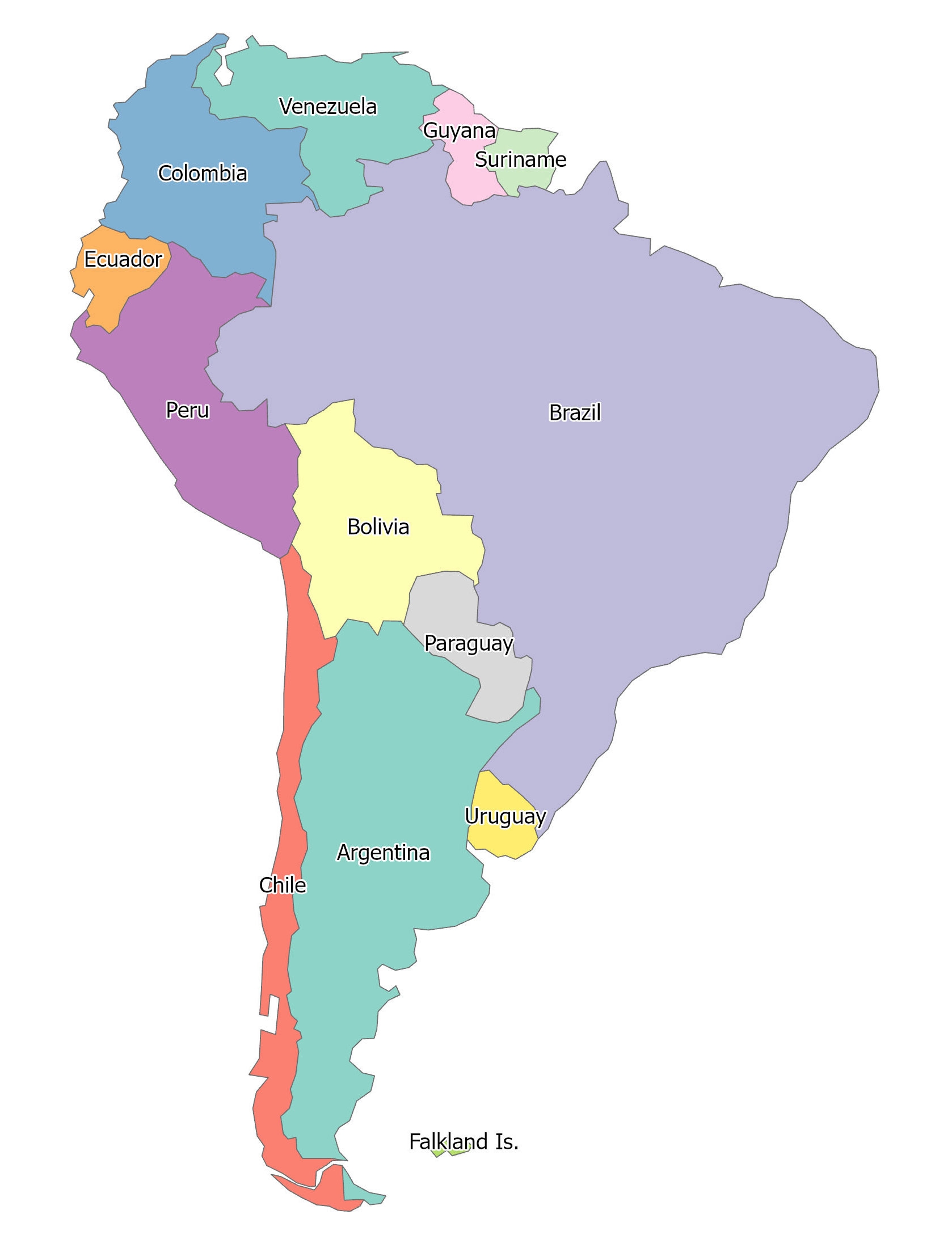 South America Blank Map And Country Outlines GIS Geography