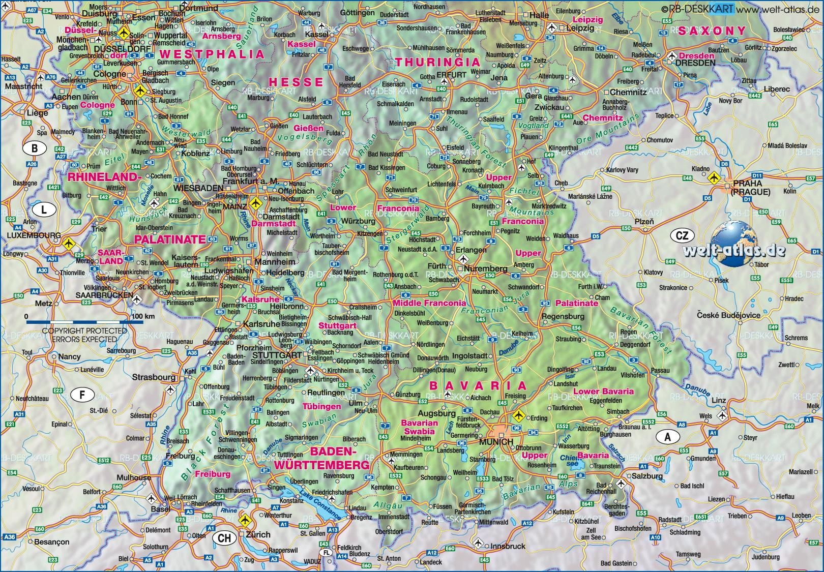 South Germany Map Map Of Southern Germany Western Europe Europe