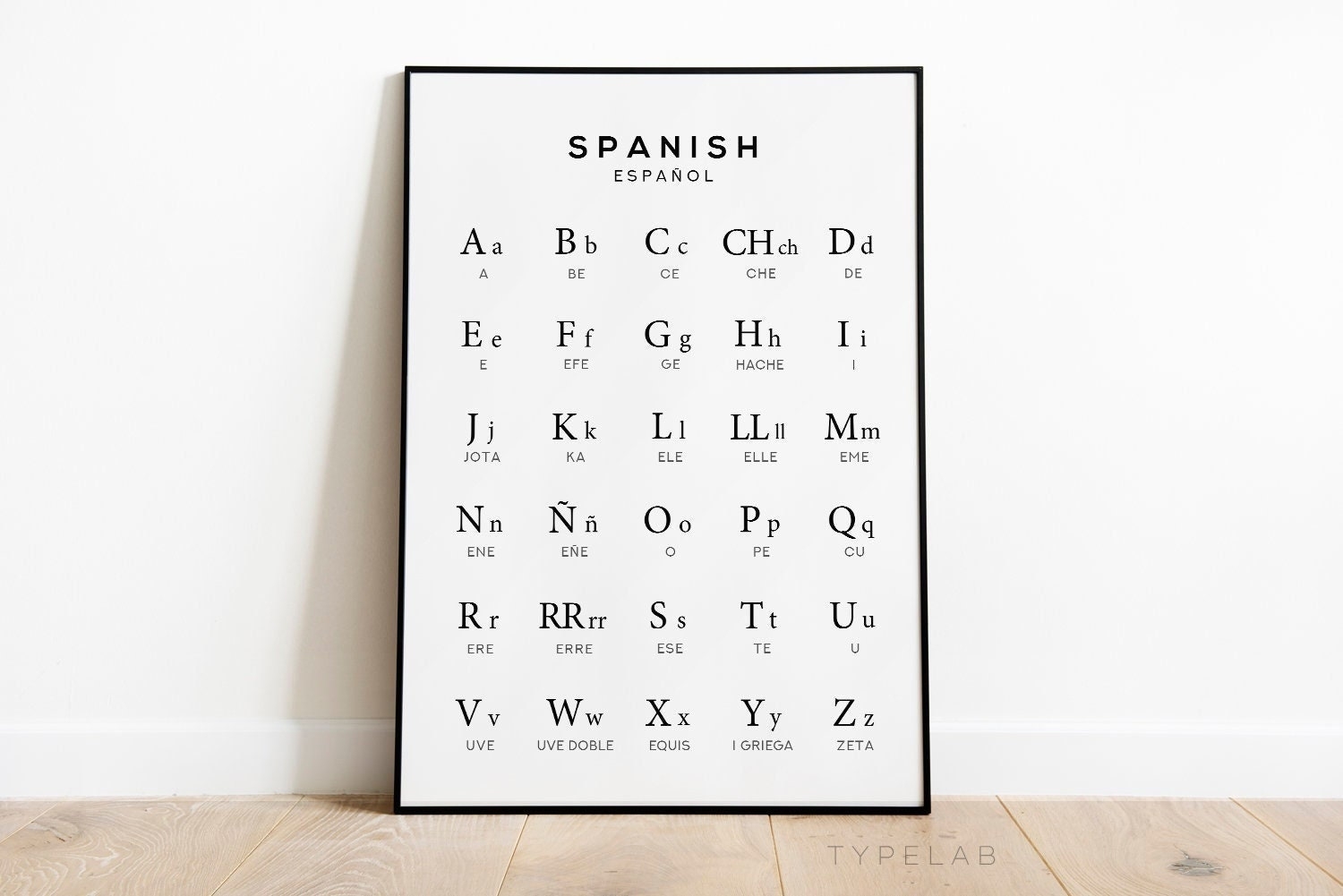 Spanish Alphabet Chart Print Espanol Print Alphabet Poster Spanish Language Chart Wall Art Black White Wall Art Spanish Wall Decor Etsy