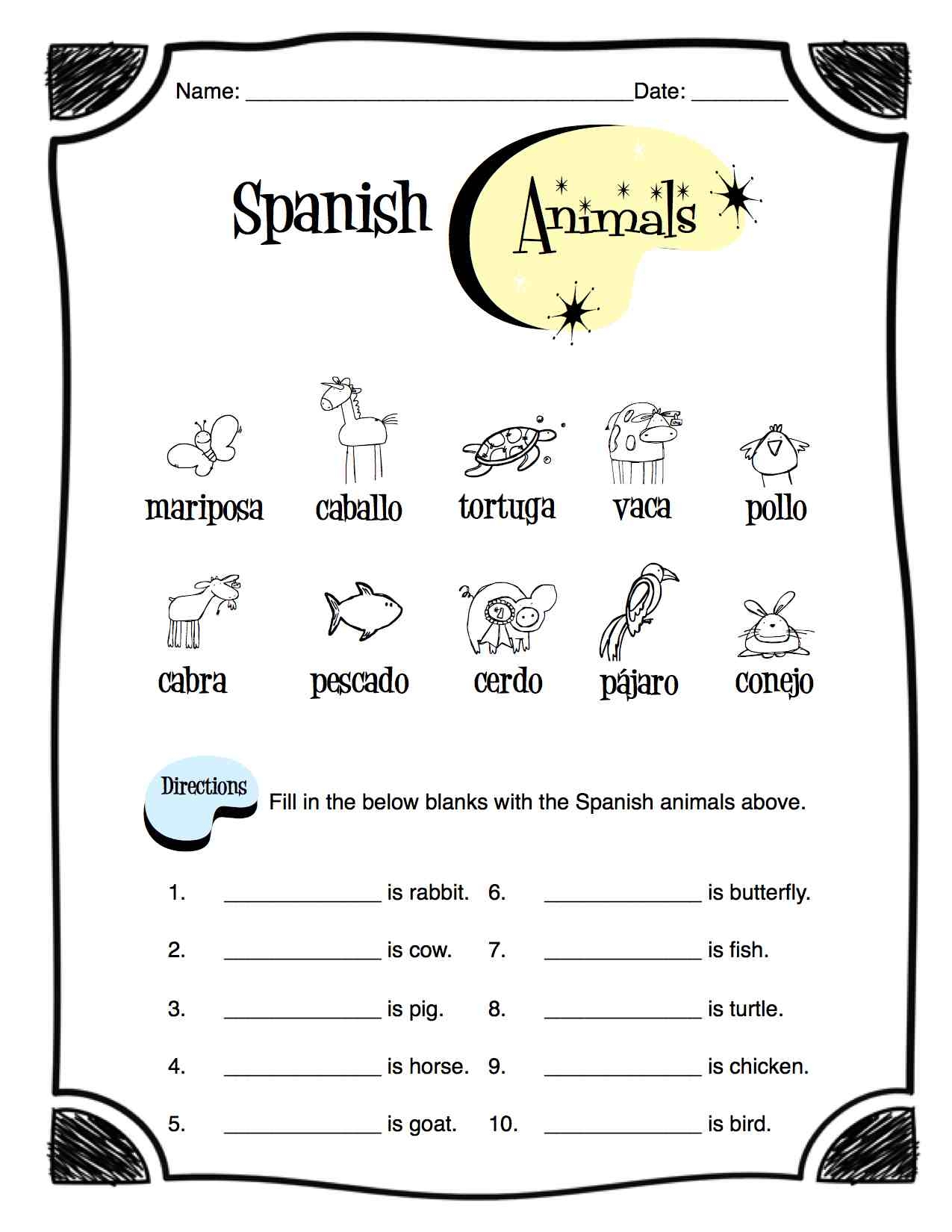 Free Printable Kindergarten Spanish Worksheets