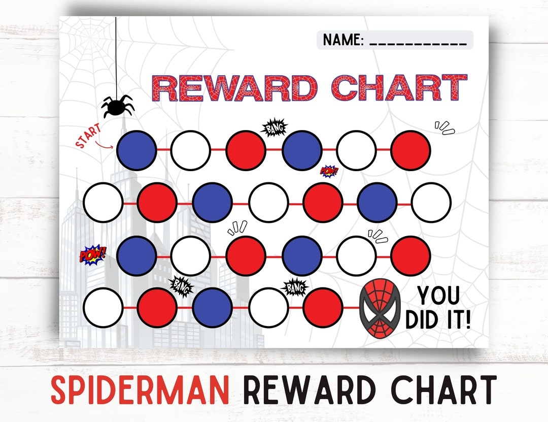 Spiderman Reward Chart Superhero Kids Award Chart Behaviour Chart Sticker Reward Chart Spider Man Potty Training Chart Worksheets Library