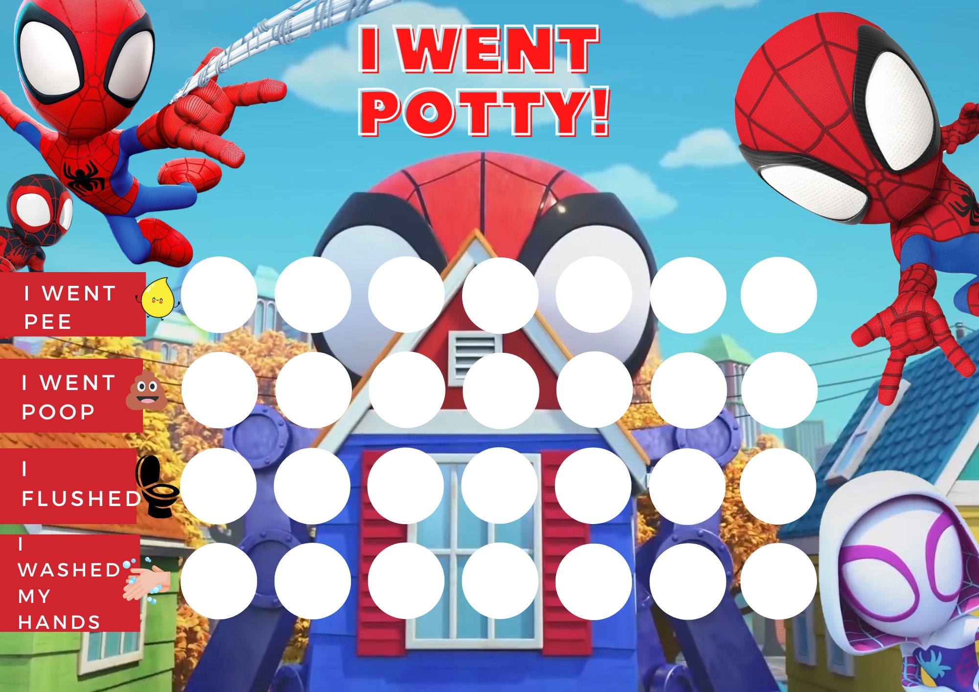 Spidey Potty Training Chart Potty Reward Chart Spidey And His Amazing Friends Toddler Reward Chart Potty Training Sticker Chart Etsy Norway