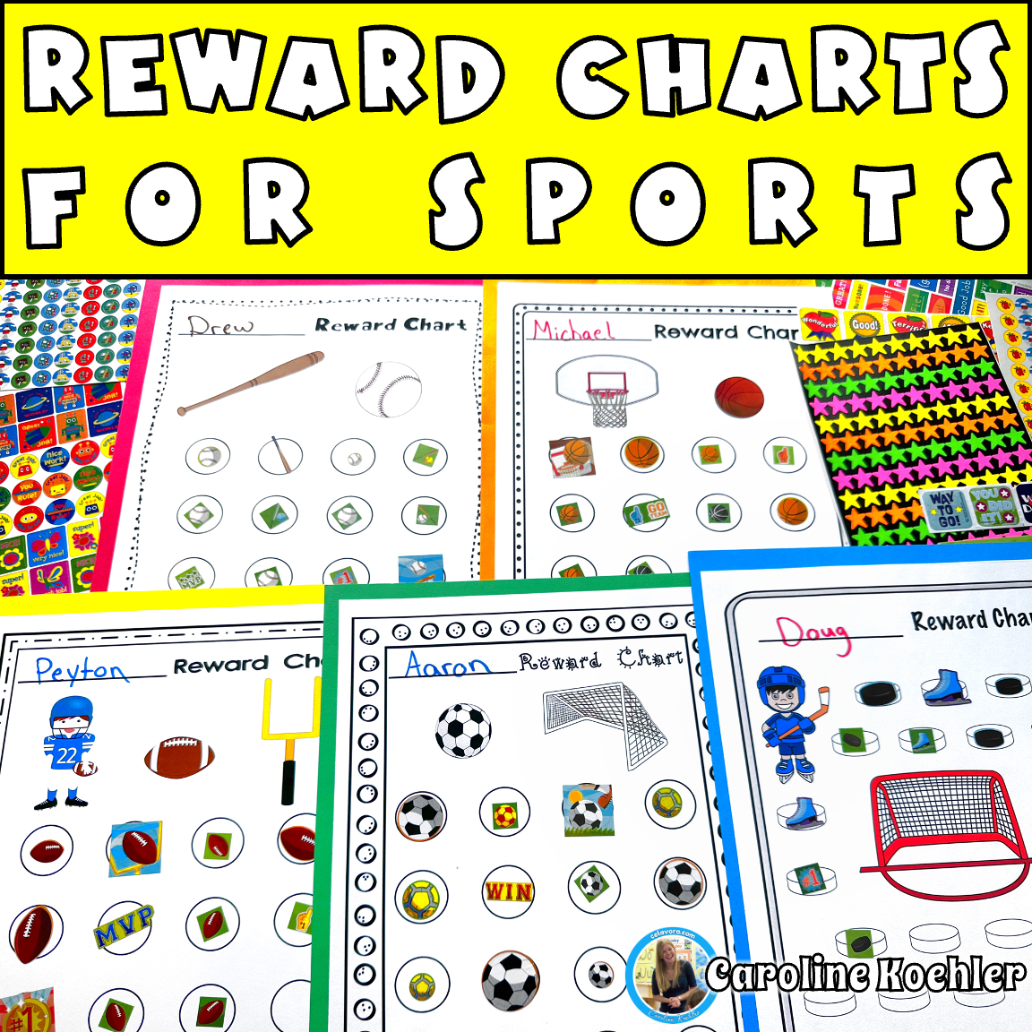 SPORTS Template For Reward Charts Behavior Sticker Chart Printable And Digital Caroline Koehler At Celavora Education