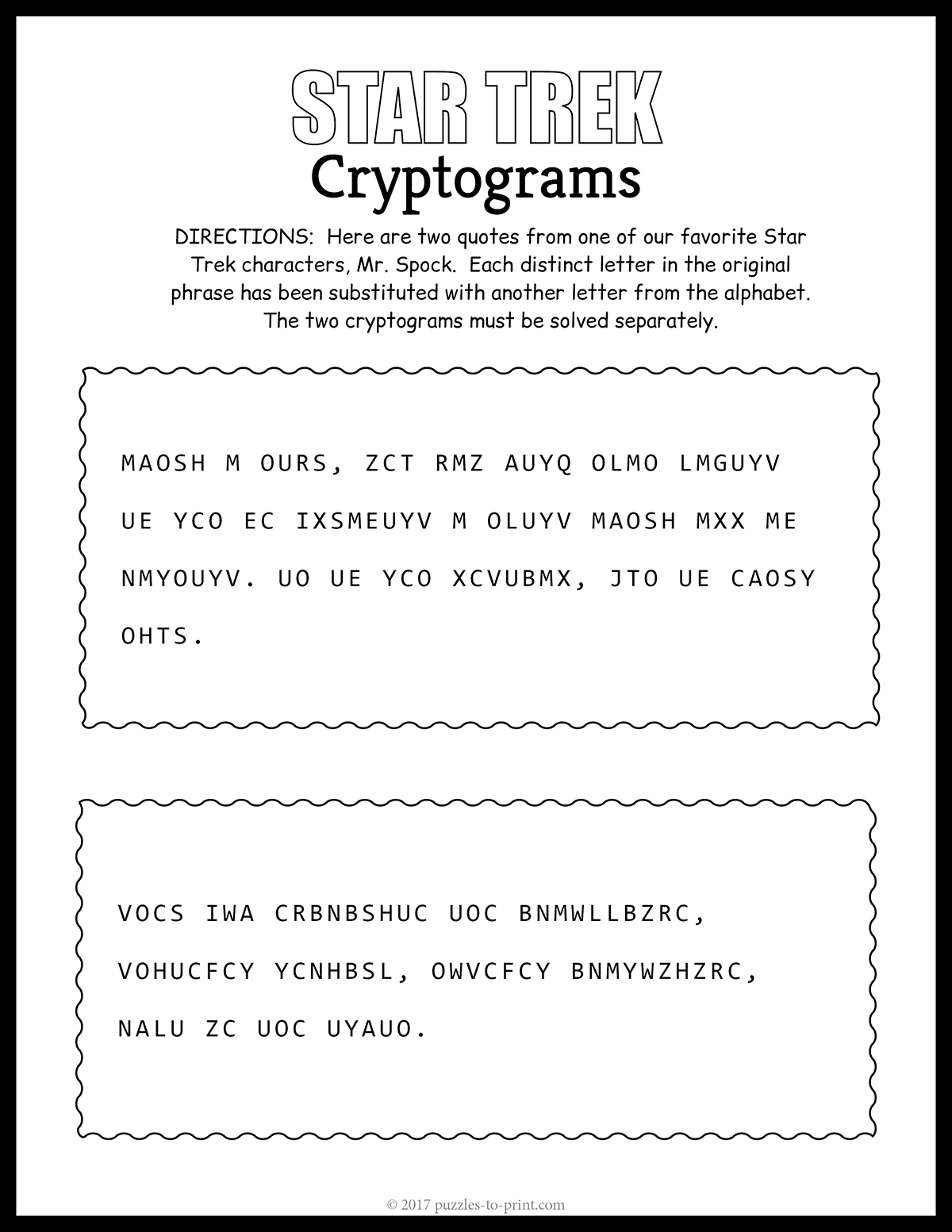 Printable Cryptogram Worksheet Pdf